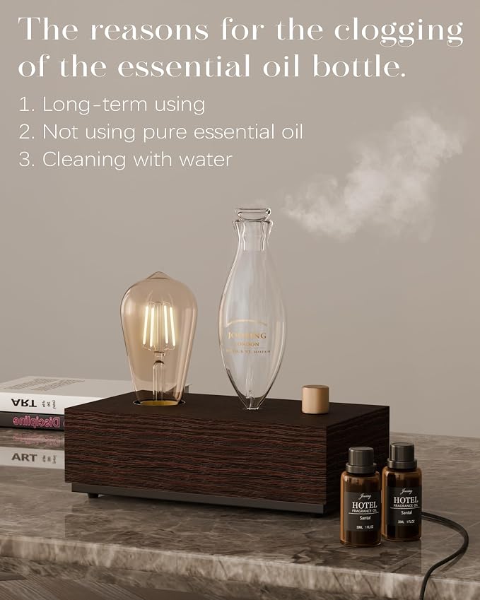 Glass Essential Oil Diffuser with Natural Wood Base, Waterless Aromatherapy Diffusers with Bulb, 3 Color Light Aroma Nebulizer for Home Office Bedroom Yoga | A Gift of Fragrance