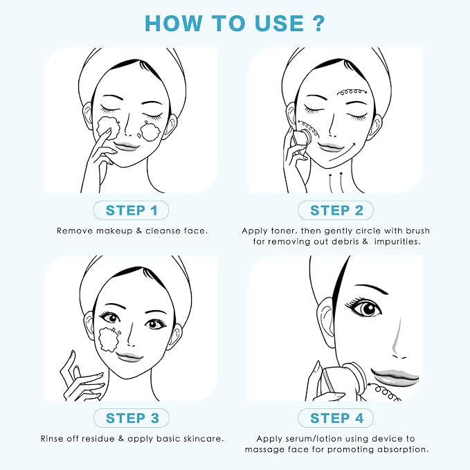 Face Scrubber, Exfoliate Face Brush, 2 in 1 Electric Vibration & Heated Face Scrubber for Cleansing & Massage, Suitable for Sensitive & Acne-Prone Skin, 5 Speed for Deep Facial Cleansing