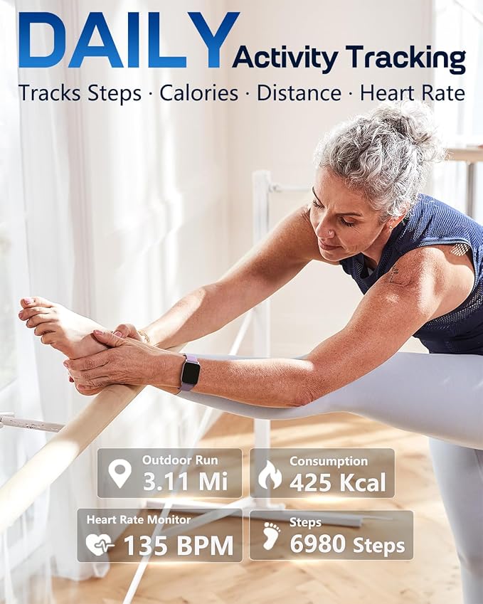MorePro Fitness Tracker with 24/7 Heart Rate & Blood Pressure Monitor, Blood Oxygen & Sleep Tracker, Smart Watch with Step Calorie Counter, IP68 Waterproof Activity Tracker for Women Men Android iOS