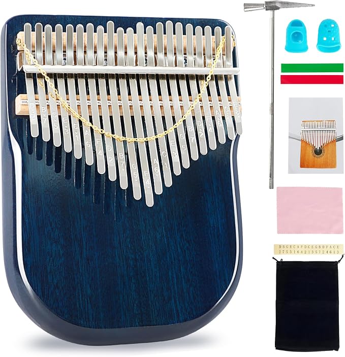 EASTROCK Karimba Thumb Piano 21 key Sapele solid wood Flat-board Portable Mbira Finger Piano with Study Instruction and Tune Hammer Wood Kalimba Gift for Adults Beginners Professiona