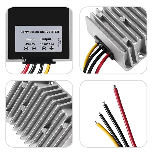 DIANN DC Voltage Reducer Converter DC 8V/40V to 13.8V 15A Automatic Step Down Up Voltage Regulator Power Converter Waterproof Module Transformer for Golf Cart Club Car