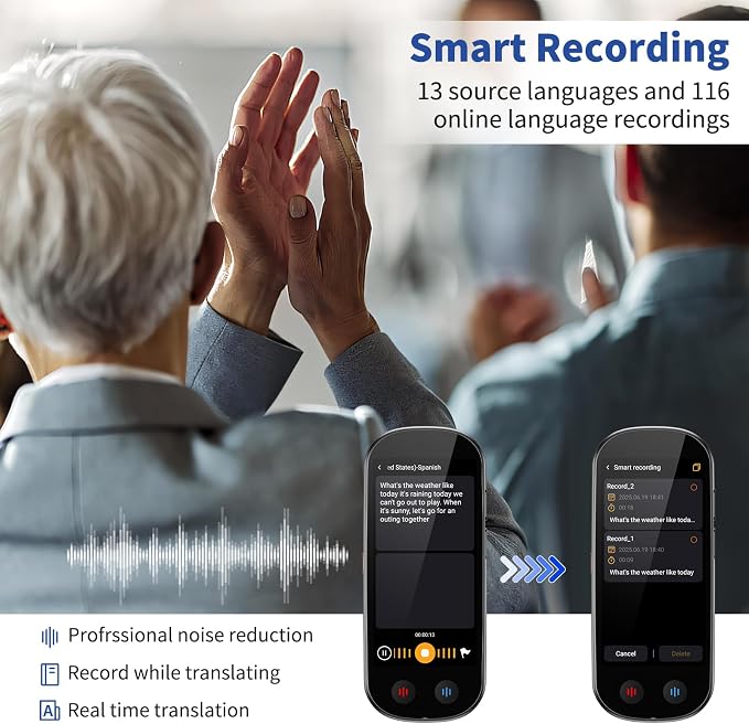 Language Translator Device No WiFi Needed, Upgraded ChatGPT Ai Translator, 150+ Languages Instant Two Way Translator Device, Offline/Recording/Photo/Voice Translation Real Time for Business Learning