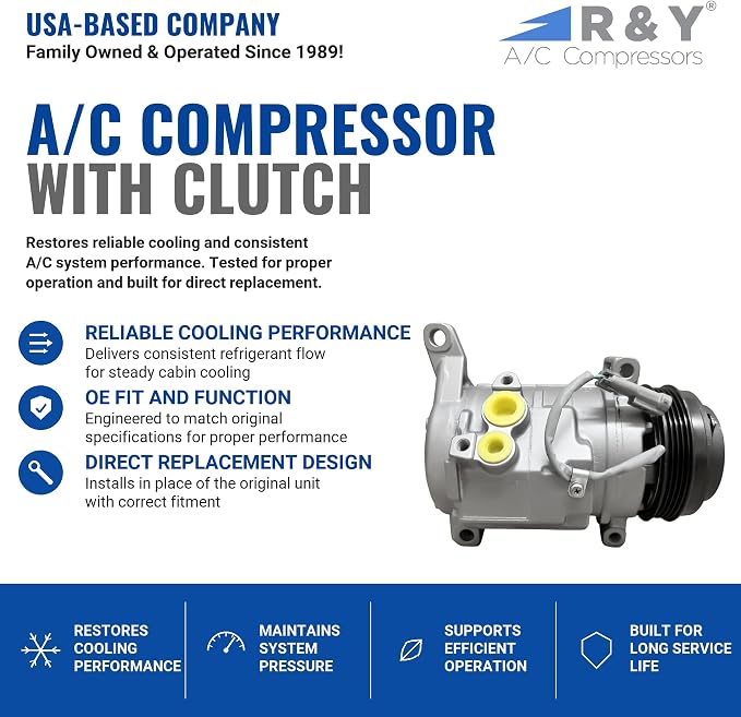 RYC Automotive Air Conditioning Compressor GG377 (2 Mounting Holes)