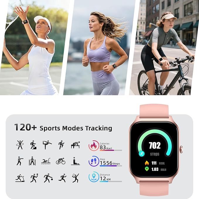 Smart Watch for Women Fitness Tracker: 1.85" Smartwatch for Android Phones iPhone Compatible Samsung Bluetooth Call Answer/Make Womens Watches Activity Heart Rate/Sleep/SpO2 Monitor IP68 Waterproof