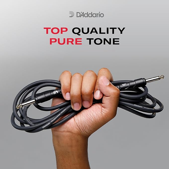 D'Addario Guitar Cable - Guitar Lead - 1/4 Inch Male to 1/4 Inch Male - Classic Series - 20 Feet/7.62 Meters - Straight Ends - 1 Pack