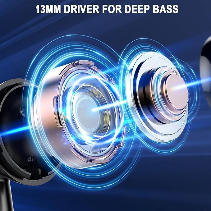Wireless Bluetooth 5.4 Earbuds, Ear Buds LED Power Display Headphones 6D Stereo, Bluetooth Earbuds in-Ear Noise Cancelling Mic, 40H Playback Mini Case IP7 Waterproof Sports Earphones for Android iOS