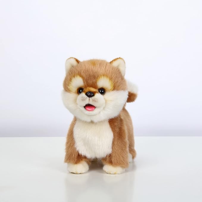 CU-MATE Electronic Walking Dog Toy, Interactive Plush Akita Puppy, Realistic Interactive Pet Toy Dog, Walking, Barking, Wagging Tail & Talking, Present Gifts for 3+ Year
