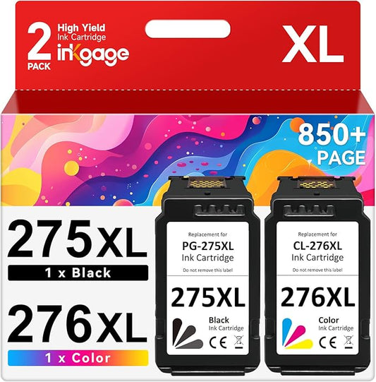PG-275XL CL-276XL Compatible for Canon 275 and 276 Ink Cartridges for Canon Ink 275 and 276 PG-275 CL-276 fit for Canon PIXMA TS3722 TR4720 TS3500 TS3522 TR4700 TR4722 TS3720 Printer