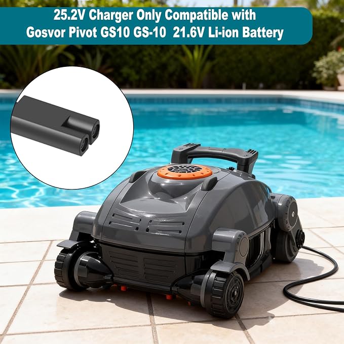 25.2V Charger for Gosvor Robotic Pool Cleaner Only Compatible with Gosvor Pivot GS10 GS-10 21.6V Li-ion Battery Power Adapter Cord
