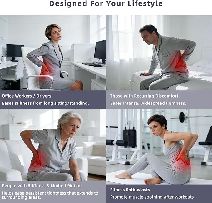 Zenopax 4-in-1 Electric Lumbar Traction Device - Adjustable Back Massager for Deep Tissue Pain Relief with Heat, Vibration, Electrotherapy, Home Lumbar Decompression ＆ Sciatica Relief(Golden)