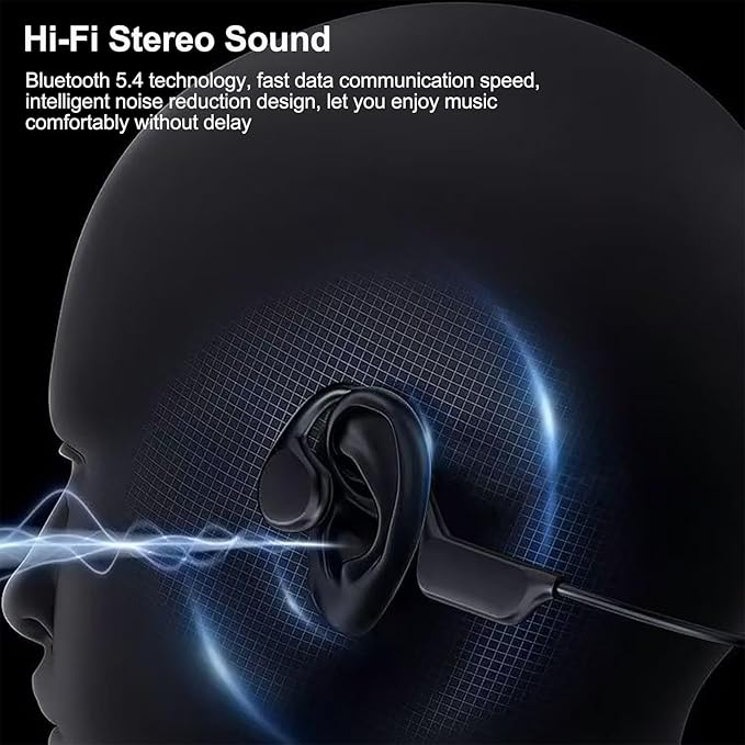 Bone Conduction Headphones Sports Headset Open-Ear Bluetooth 5.4 Wireless Swimming Earphones with Built-in Mic 32G Memory Magnetic Charging IPX8 Waterproof for Workout Running Cycling (Black Red)