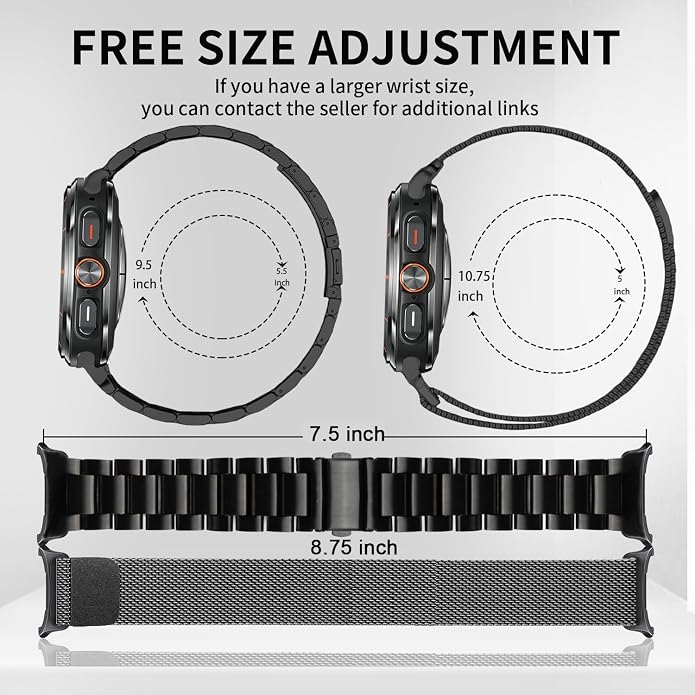 GOLDTOLUCK No Gap Stainless Steel Band Compatible with Samsung Galaxy Watch 8 7 6 5 4 Classic FE Pro Ultra 40mm 44mm 46mm 43mm 47mm 45mm 42mm Replacement Men Women Milanese Metal Elegant Casual