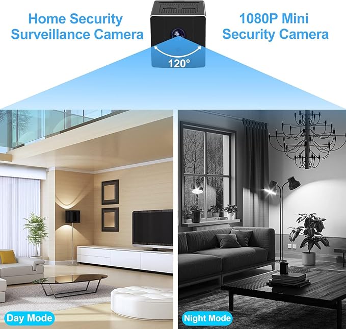 HD 1080P Portable Small Nanny Cam with Night Vision,Wireless Mini Camera Body Cam Surveillance Cameras for Home Security Indoor/Outdoor Small Security Camera No WiFi Needed