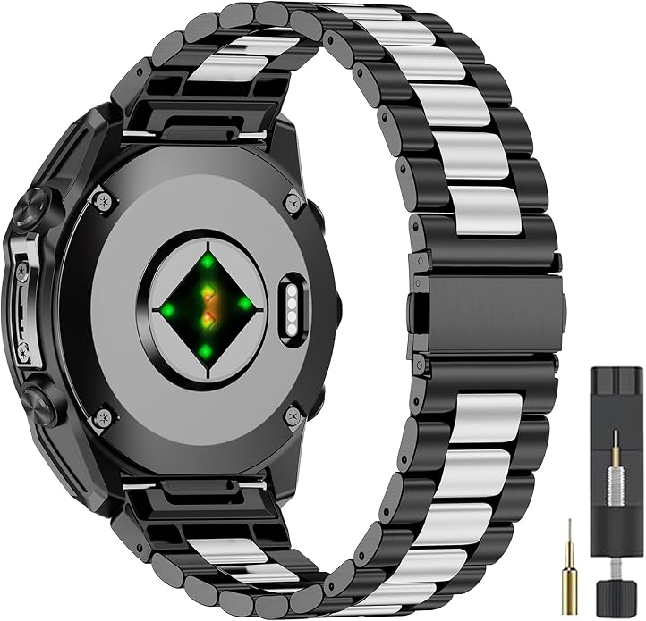 22mm Stainless Steel Metal Band Compatible with Garmin Fenix 8 Pro tactix 8 47mm/E/7/6/pro/5/Plus,Quick-fit Watch Strap for quatix 8 47mm 7/Pro/6/Forerunner 970/965/955/Descent G2 G1 Solar