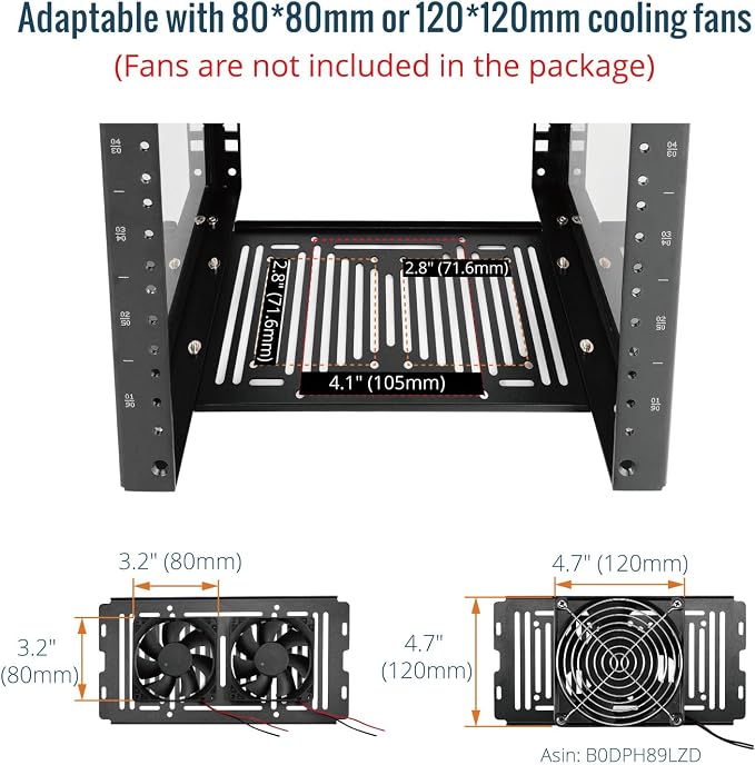 Tecmojo 6U Network Rack, 10 inch Mini Server Rack with 2 Side Translucent Panels & 2 Top Handles, 7.87 inch Deep, for 10 inch IT Equipment & A/V Devices, Black