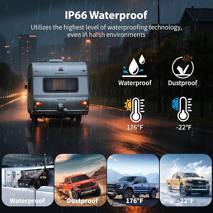 Solar Magnetic Wireless Backup Camera, 7 Inch Portable Installation RV Backup Camera, 1080P HD Rear View Camera, Rechargeable 7'' Monitor Kit for Car, IR Night Vision, 150° Wide Angle, DIY Guide Lines
