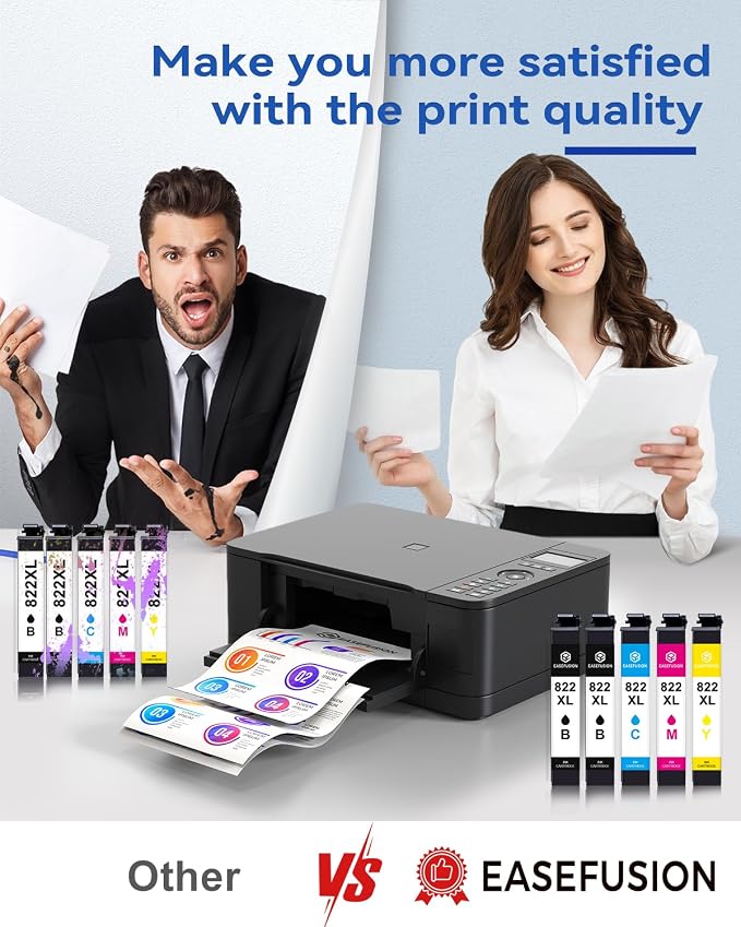 Latest Chip Remanufactured Ink Cartridges Replacement for Epson 822XL 822 XL Ink Cartridges Combo Pack High Capacity Ink Works with WorkForce Pro WF-3820, WF-3823, WF-4820, WF-4830, WF-4833 (5-Pack）