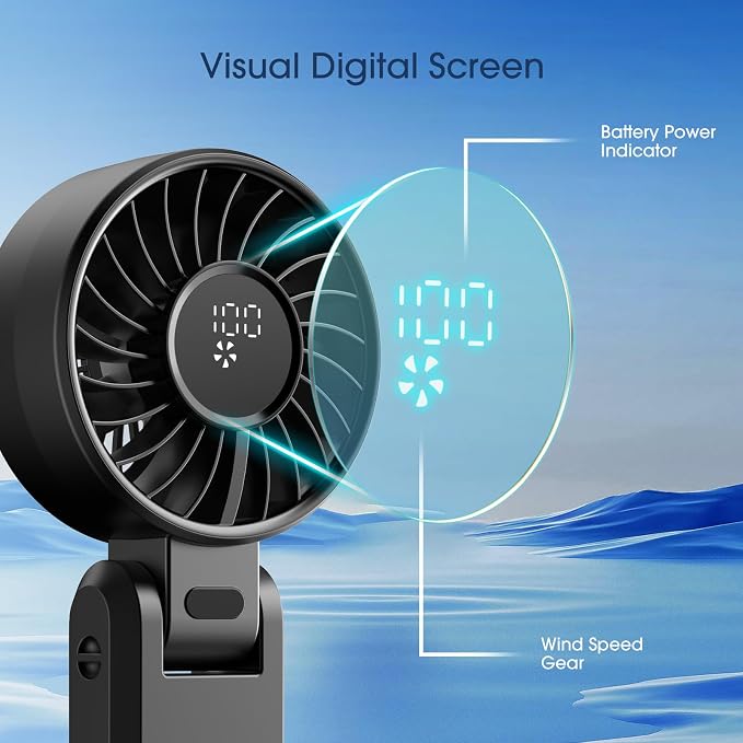 【5200mAh】Portable Handheld Fans for Travel, High-Speed Motor, Rechargeable Hand Held Fan, 5 Speed,180°Foldable, Small Personal Fan,4-IN-1 Hand/Desk/Waist/Neck Fans,Summer Beach Travel Essentials
