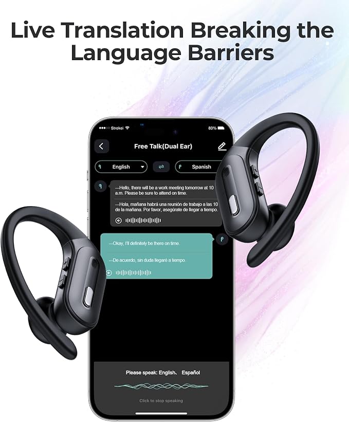 GNMN Active Noise Cancelling Wireless Earbuds Bluetooth Headphones 90 Hrs Playtime Ear Buds with Power Display Over-Ear Earphones with Earhooks IPX7 Waterproof Stereo Headset for (Black)