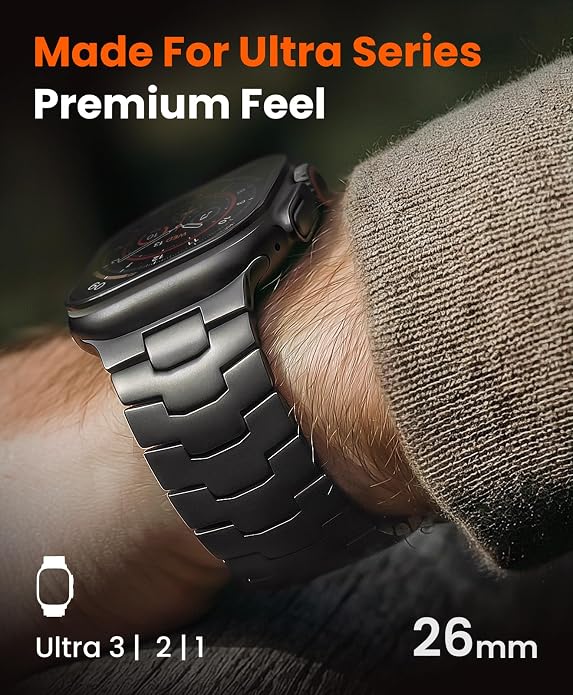 Titanium Watch Band AGIS01- Fits Apple Watch ULTRA 3/2/1 (49mm) - Adjustable Titanium Apple Watch Band with DLC Coating, Lightweight & Durable Strap for Men - Premium Color Matching Band