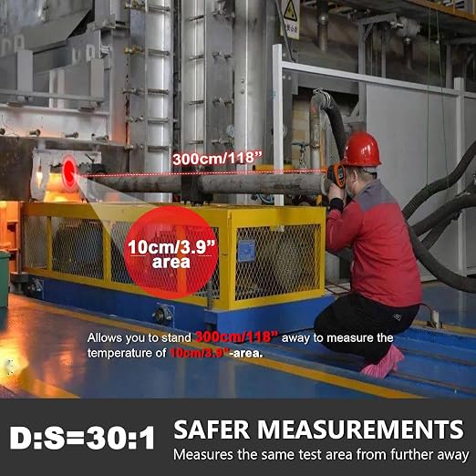 HOLDPEAK Pyrometer D:S=30:1, High Temp Infrared Thermometer -58℉~2732℉, Non-Contact Industrial Laser Thermometer Gun, Digital IR Temperature Gauge 2732 (NOT for Human)