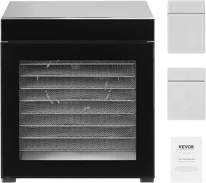 VEVOR Food Dehydrator Machine, 10 Stainless Steel Trays, 1000W Electric Food Dryer with Adjustable Temperature & 24-Hour Timer, Food-Dehydrator for Jerky, Meat, Fruit, Vegetables, Herbs, Dog Treats