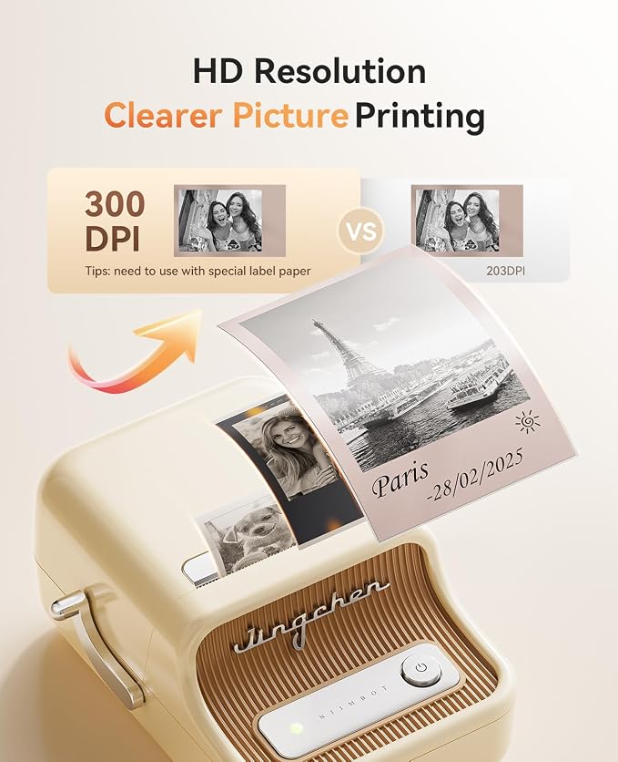 NIIMBOT Sticker Printer, B21 Pro Portabel Sticker Maker, Bluetooth Label Maker, 300DPI HD Label Printer for Photos, Notes, Study Graphics, Memo Maker,50x30mm Label(White)
