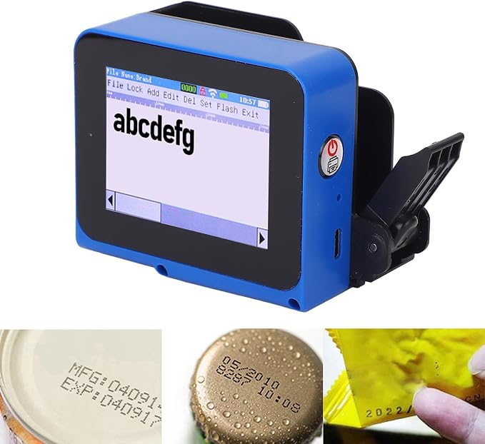 WALFRONT Handheld Inkjet Printer Touch Screen Portable Coder High Definition LED 4.3 Inch Screen Fast Drying Printing for Wood Acrylic Fabric Plastic Leather 25 Languages