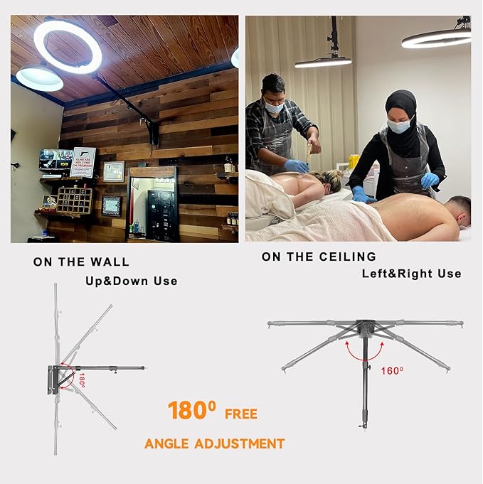 Ring Light Wall Mount 43.3inch/110cm, Ring Light Mount Support 180°Flexible Rotation for Studio Video Light, Monolight, Photography, Softbox, Reflector (43.3)