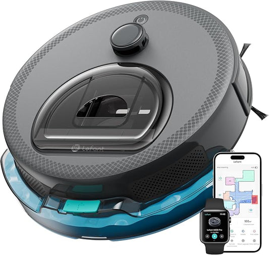 Lefant LiDAR Robot Vacuum and Mop, Smart Mapping and Obstacle Avoidance, Tangle-Free Pet Hair, 2.4G/5G WiFi App Control, Slim Design for Wider Coverage, Carpet Detection, M330 Pro, Grey