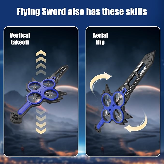 Flying Sword RC Airplane, Flying Dagger Remote Control Airplane Drone for Kids Adults 8-16, Gesture Control Planes with 360° Flip Fighter Jet Toy, Stunt Roll, Gifts for Kids Boys Girls, Large