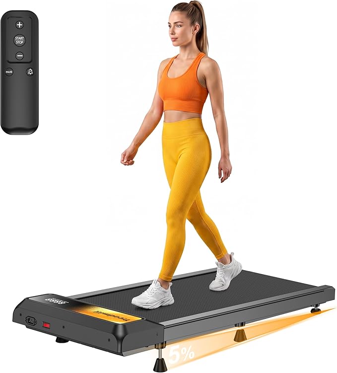 Gkyet Gold Walking Pad with 5% Incline, 2.5HP Quiet Under Desk Treadmill for Home Office, 265 LBS Capacity, Portable Slim Walking Pad Treadmill with Remote Control, Small Treadmill for Apartment