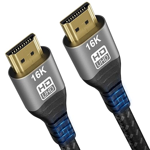 16K 10K 8K HDMI 2.2 Cable 1.6FT, 96Gbps Ultra High Speed HDMI Braided Cord, Support 16K@60Hz 12K@120Hz 10K@30Hz HDCP 2.2&2.3, Dynamic HDR,eARC,DTS:X, for Roku TV/HDTV/PS5/Xbox/Blu-ray