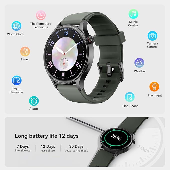 Fitpolo Smart Watch for Men Women,1.3" AMOLED Touchscreen Fitness Tracker, Make/Answer Calls, Heart Rate SpO2 Monitor, 3ATM Waterproof, Sleep & Activity Tracking Smartwatch for Android Phones iPhone