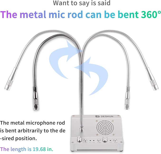 DESHUN Window intercom, Window Speakers, Dual-Way Window Counter intercom Microphone, for The Business/Bank/Office/Hospital/Station/Catering/Ticket Window to Provide Communication Solutions