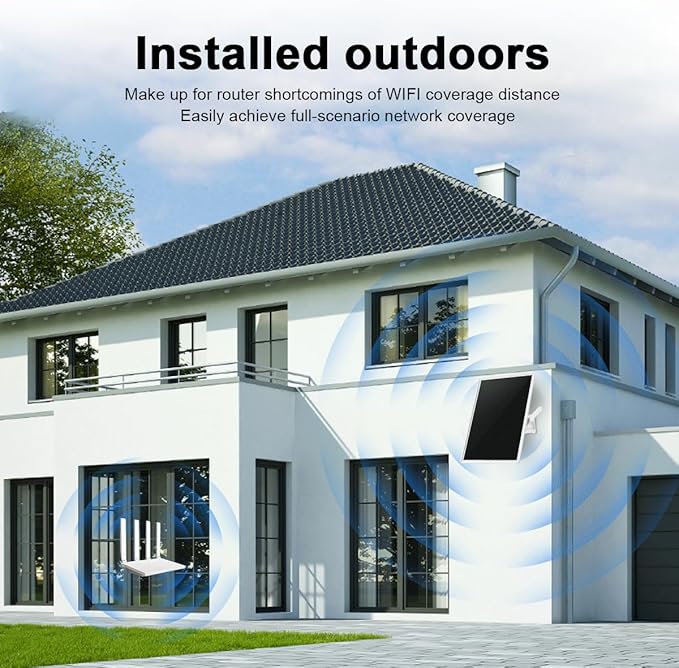 Solar WiFi Extender, Outdoor Repeater, Extends Coverage Up to 500ft, with 15W Solar Panel and 25000mAh Battery, for 2.4GHz WiFi