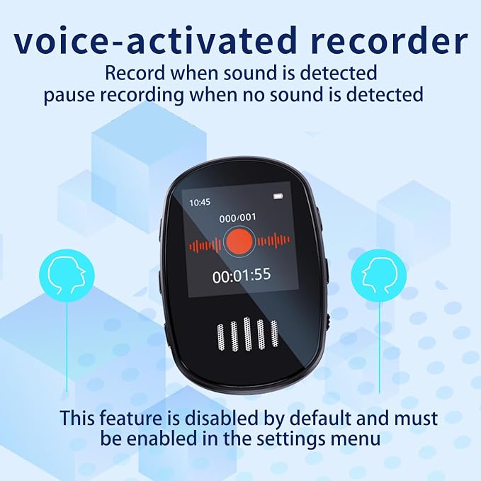 128GB Noise Reduction Voice Activated Recorder,Portable mini Recording Device,Power-on Password,Digital-Voice-Recorder with Playback,Timed Recording,Conference/Lecture/Classroom Learning
