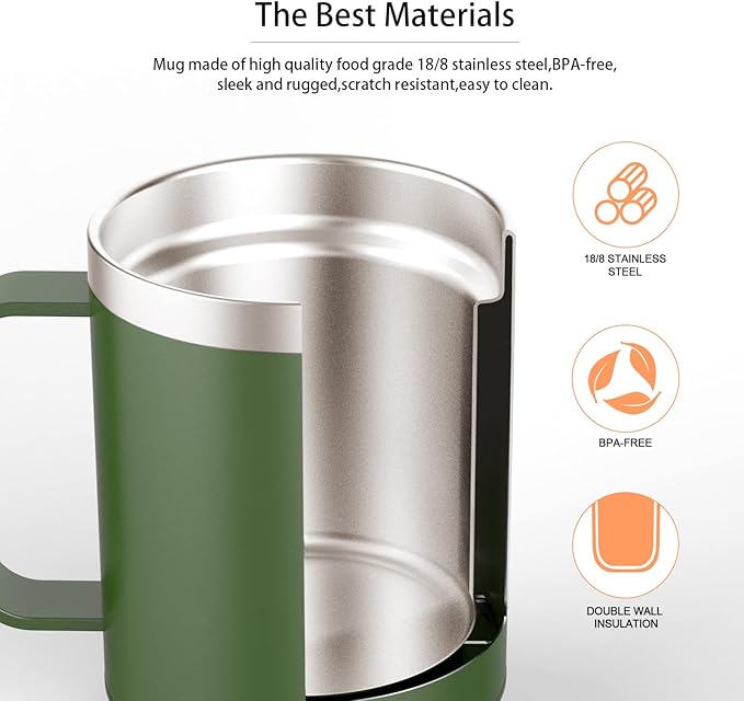 Gifts for Women Men, Heated Coffee Mug Up to 149°F, Ideal Gifts for Christmas, Birthday, Mother's Day, Father's Day or Any Occasion (12oz Green)