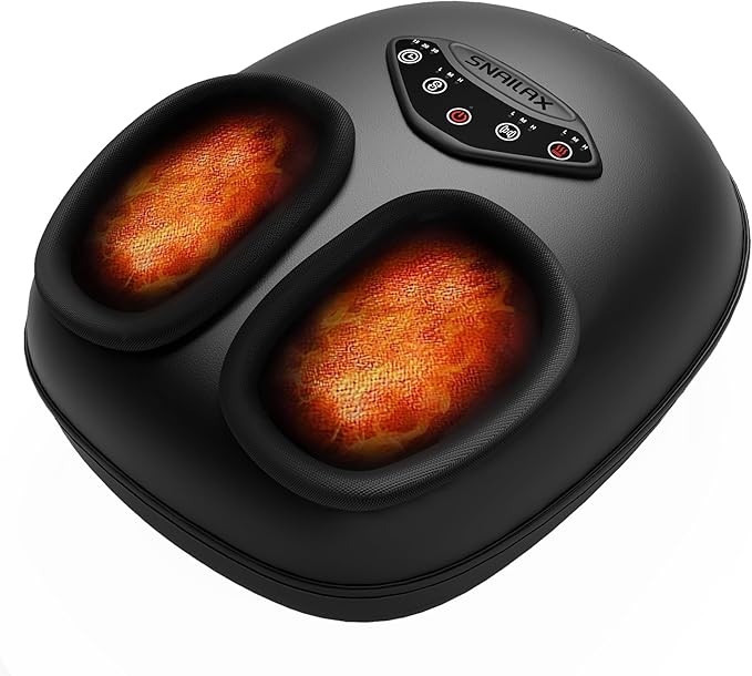 Snailax Shiatsu Foot Massager with Heat & Compression, Deep Kneading Foot Massager Machine with 3 Heat Levels & Timer, Full Foot Massage Fits Up to Men Size 14, Fathers Day Gift for Dad