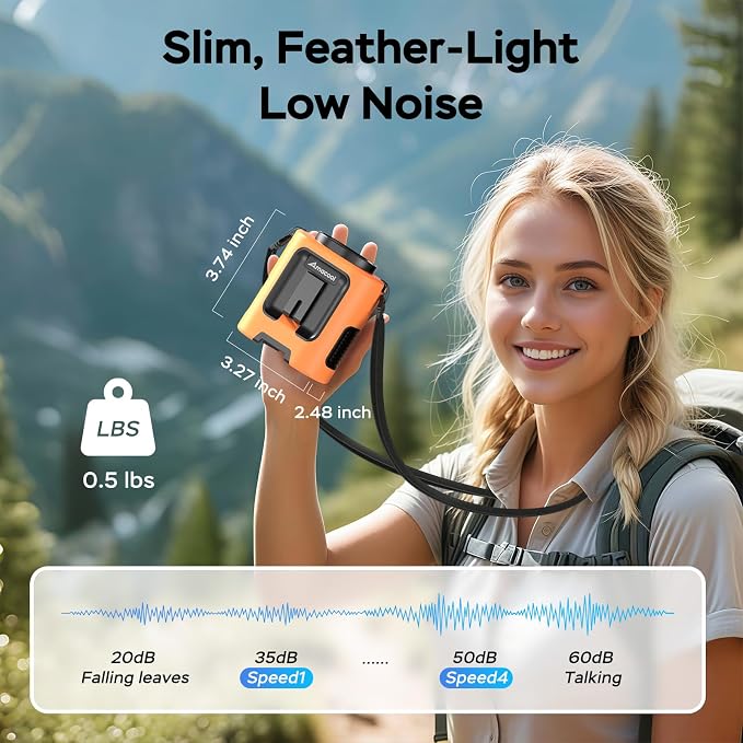 AMACOOL Mini Portable Waist Fan Clip on, Gifts for Father Him Men Dad Husband, 13000RPM Rapid-Cooling Personal Neck Fans, Wearable Shirt Belt Fan for Women Men Outdoor Work Jobsite Travel Camping