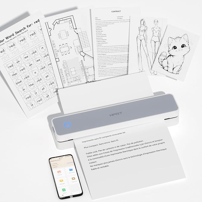 HPRT Portable Printer Wireless& 200 Sheets Thermal Paper