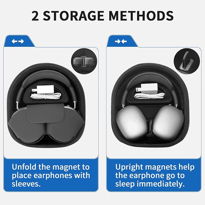 Yinke Smart Case for AirPods Max Headphones Supports Sleep Mode, with AirPods Max Silicone Earpad Cover and Headband Cover Anti-Scratch Accessories, Hard Organizer Portable Carry Travel