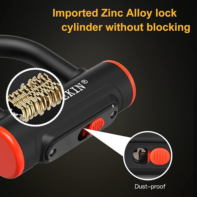 Bike U Lock Heavy Duty Bike Lock Bicycle Lock, 16mm U Lock and 3ft / 5ft / 6ft Length Security Cable with Sturdy Mounting Bracket for Bicycle, Motorcycle and More