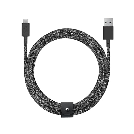 Native Union Belt Cable XL USB-A to USB-C - 10ft Ultra-Strong Charging Cable with Leather Strap for iPhone 17/17 Pro/17e, iPhone Air, Galaxy S26/S25, Z Fold 7/Flip 7, Pixel 10 Pro, iPad Pro (Cosmos)