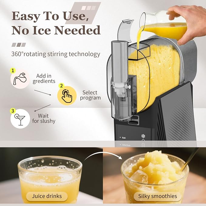 Slushy Machine for Home,6 Presets & Texture Control,Self Clean,No Ice Needed Frozen Drink Maker,Fast Freezing Margarita Machine,88oz Slushie Machine for Frappé,Milkshake, Smoothie,Frozen Cocktails