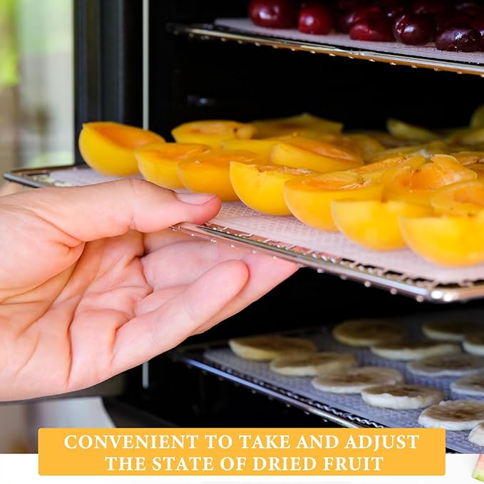 Baderke 13 x 12 Inches Dehydrator Trays Compatible with CP267-FD Only Stainless Steel Dehydrator Drying Mesh Screens Stainless Steel Tray for Drying Fruit Food(4 Pcs)