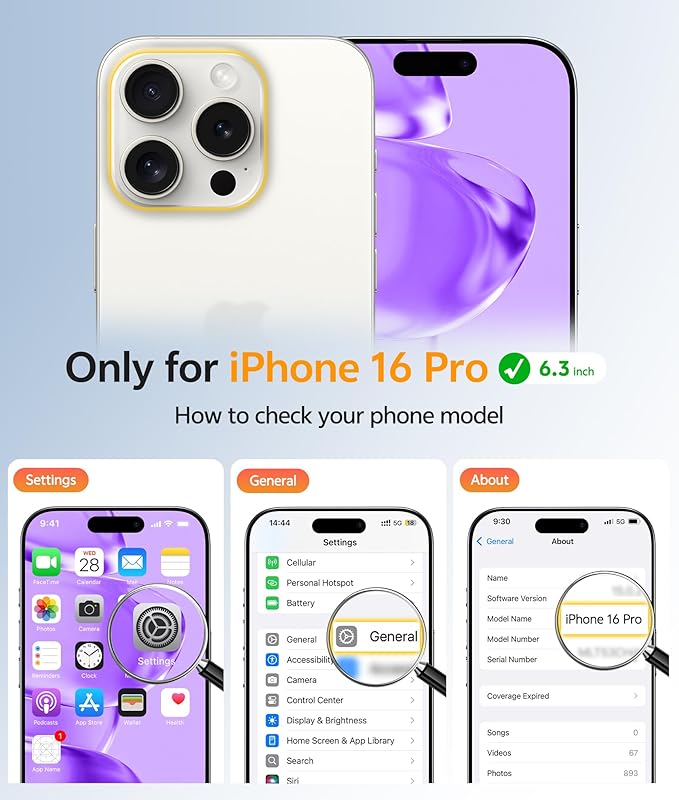 FNTCASE for iPhone 16 Pro Case: [Compatible with Magsafe] Translucent Matte Cases with [Full Camera Protection] [Screen Protector] Military Grade Shockproof Protective Phone Cover - Purple