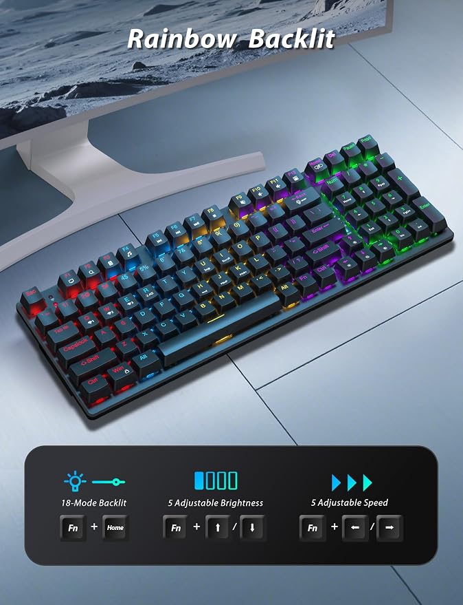 Wireless Mechanical Keyboard and Mouse Combo, 98-Key Gaming Keyboard with RGB Backlit, Tri-Mode BT5.0/2.4G/USB-C, 4000mAh Battery, 3200 DPI Gaming Mouse with Mouse Pad for PC, Laptop, Tablet