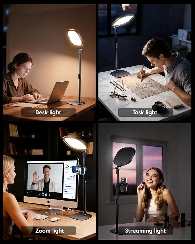 Video Conference Lighting for Zoom Meeting, Ring Light for Desk with Flexible Stand, 30 Light Modes Zoom Lighting for Computer, Desk Ring Light & Memory Function for Video Calls, Live Stream, Webcam