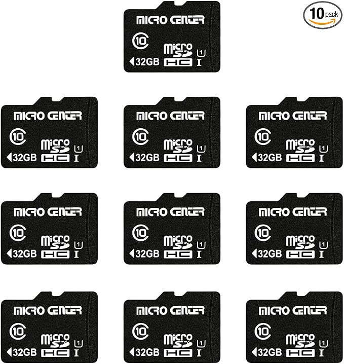 Micro Center 32GB Class 10 MicroSDHC Flash Memory Card 10 Pack with Adapter for Mobile Device Storage Phone, Tablet, Drone & Full HD Video Recording - 80MB/s UHS-I, C10, U1 (10 Pack)